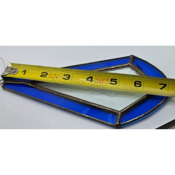 Vintage Stained Glass Hummingbird Sun Catcher Etched Bird Flower Handcrafted Art - Picture 9 of 9